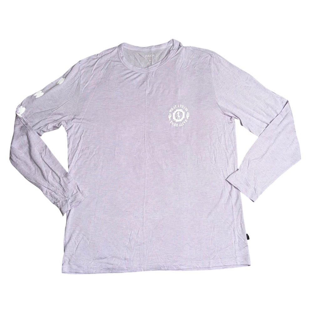 Paka Long Sleeve Graphic Tee Men XXL Purple Alpaca Blend Good What A Thing To Be